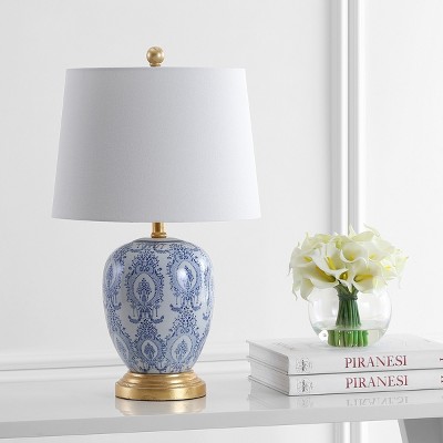 Kalel Blue and White Ceramic Table Lamp Set with Empire Shade