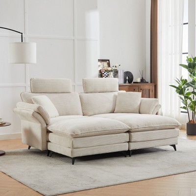NicBex Couches for Living Room 85.83" Corduroy Sofa Bed 3-seater Modular Sectional Sofa Couch Upholstered Sleeper Sofa with 4 Throw Pillows
