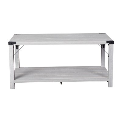 Aspen Gray Modern Farmhouse 2-Tier Rectangular Coffee Table