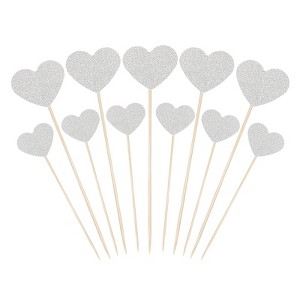 Unique Bargains Wedding Engagement Birthday Decoration Heart Shape Cupcake Toppers Picks 50 Pcs - 1 of 4