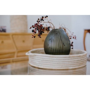 Mo's Crib Small Handcrafted Karula Tray: Contemporary Wicker Decorative Tray, Round Grass Platter, Tan, 13" - 1 of 3