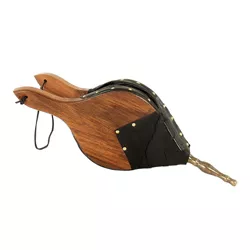 Minuteman International Town and Country Wooden Black Leather Fireplace Starting Bellows with Solid Brass Rivets, Nozzle, and Leather Hanging Strap