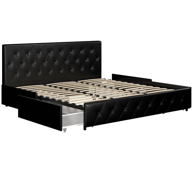 Dalia Faux Leather Upholstered Bed with Storage Black - Room & Joy, 5 of 15