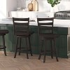Merrick Lane Commercial Grade Classic Wooden Ladderback Swivel Stool with Solid Wood Seat and Footrest - 2 of 4