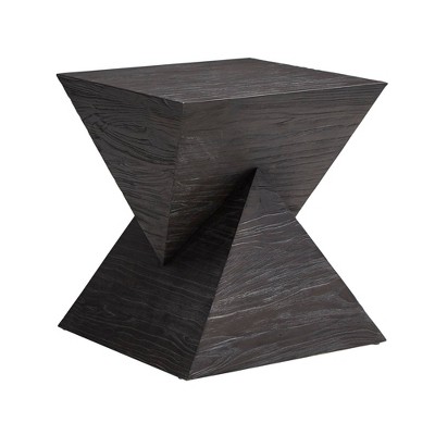 Arlena Distressed Double Triangular Prism Shape End Table Brown - Inspire Q