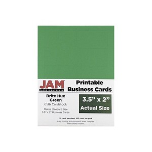 JAM Paper Printable Business Cards 3 1/2 x 2 Green 100/Pack (22128335) - 1 of 3