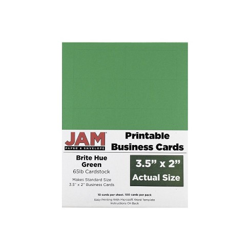 Jam Paper Printable Business Cards 3 1/2 X 2 Green 100/pack (22128335) :  Target