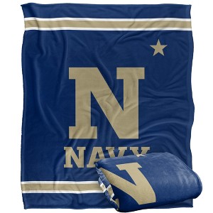 Us Naval Academy Primary Logo Stripes Silky 50x60 Blanket, 1 Sided - 1 of 4