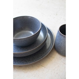 Stonewash Blue Ceramic Mug Set 4"H – Glazed Everyday Coffee Mugs (2 X Set of 4) By Kalalou - 1 of 4