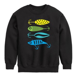 Boys' - Instant Message - Fishing Lures Graphic Long Sleeve Fleece Sweatshirt - 1 of 4