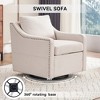 Teddy Fabric 360° Swivel Accent Chair Upholstered with One Back Pillow, Armrests featuring Rivet Craftsmanship, Single Sofa Chair with High Backrest - 2 of 4