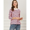 Allegra K Women's Polka Dots Contrast Peter Pan Collar 3/4 Sleeves Blouse - 3 of 4