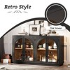 PAGED Retro Arched Glass Door Buffet Cabinet, 4-Door Sideboard Cabinet with Adjustable Shelves, Storage Cabinet for Kitchen, Dining Room, Living Room - 4 of 4