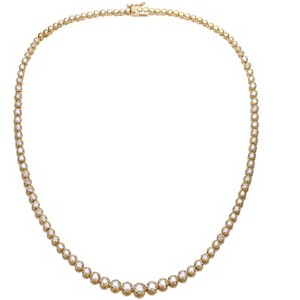 Guili 14K Gold-Plated CZ Graduated-Size Tennis Chain Necklace in White or Gold—Glamorous, Dazzling, and a Must-Have Jewelry Essential. - 1 of 2