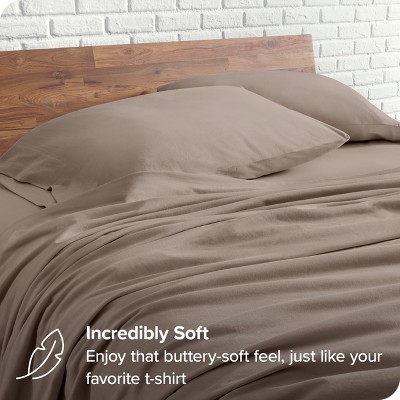 Twin Taupe Organic Cotton Jersey Deep Pocket Sheet Set