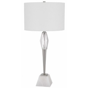 Cal Lighting 150W 3 Way Assen Metal Table lamp with Crystal Font/Marble Base and Drum hardback Fabric Shade - 1 of 2