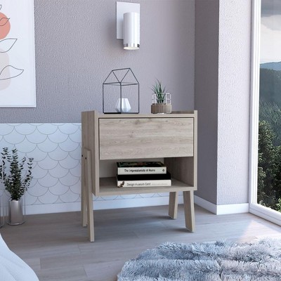 NicBex 18.8 Inch Wood Nightstand with Drawer and Open Shelf,Side Table for Bedroom,Living Room