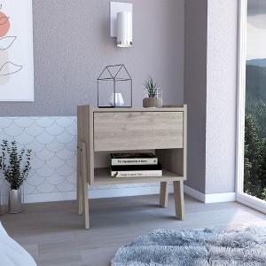 NicBex 18.8 Inch Wood Nightstand with Drawer and Open Shelf,Side Table for Bedroom,Living Room - 1 of 4