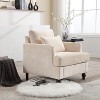 Sapphtopaz Accent Chair Chenille Lounge Armchair with Pillow and Studded Mid Century Modern Armchair Wood Comfy Chair for Bedroom, Living Room - 3 of 4