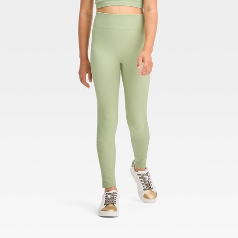 Girls' Seamless Leggings - art class™ Dusted Olive Green XL