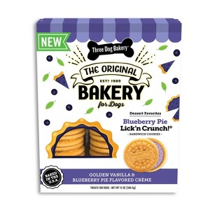 Three Dog Bakery Blueberry Pie Flavor Lick'n Cookie Crunchy Dog Treats - 13oz - 1 of 4