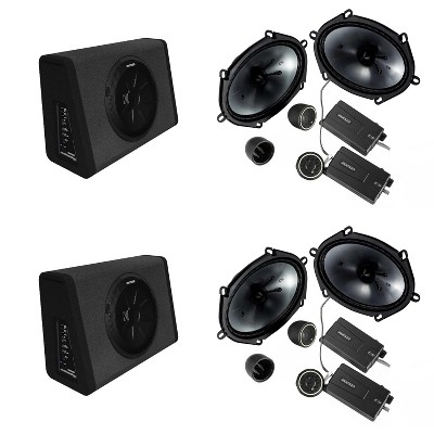 Kicker (2) 11PT250 Powered Sub Enclosure & (2) 46CSS684 6x8" Component Bundle