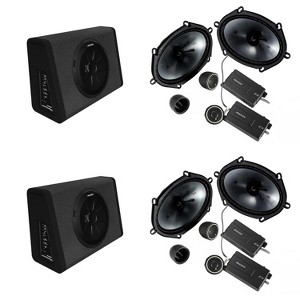 Kicker (2) 11PT250 Powered Sub Enclosure & (2) 46CSS684 6x8" Component Bundle - 1 of 4