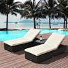 Chaise Lounge Chair Set of 2 with 5 Angle Backrest, Outdoor Coffee Table, Water Repellent Cushions, PE Rattan Wicker Poolside Chairs - 2 of 4
