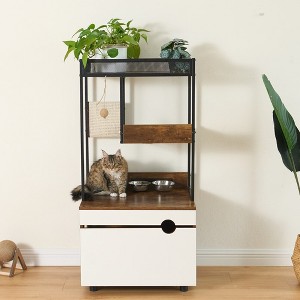 LOVMOR Cat Litter Box Enclosures with Cat Tree Tower, Cat Furniture ,Cat Cabinet - 1 of 4