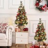 3ft Snow Flocked Artificial Christmas Tree with Multi-Function LED Lights & Red Berries, Perfect Holiday Decor for Small Spaces & Tabletops - 4 of 4