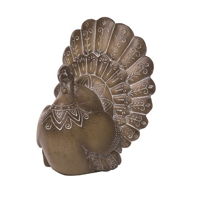 Transpac Resin Carved Turkey Decor Home Decorations Fall/Harvest