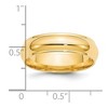 Black Bow Jewelry 2.5mm to 6mm 14K Yellow Gold Half Round Ridged Edge Standard Fit Band - 4 of 4