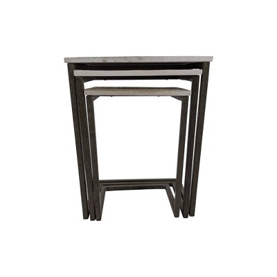 Addison 3-Piece Natural Driftwood and Aged Iron Nesting Table Set