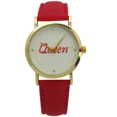 OLIVIA PRATT QUEEN FACE LEATHER STRAP WATCH