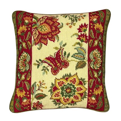 C&F Home Colonial Williamsburg 14" x 14" Tracery Floral #2 Needlepoint Pillow