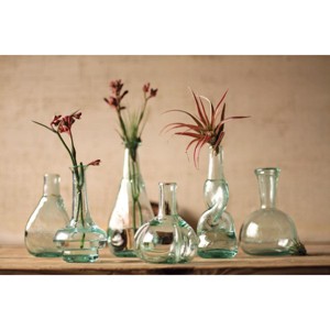 Glass Assorted Bud Vases, 9"H - Clear Hand-Blown Set of 6 by Kalalou - 1 of 4