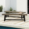 63" Rustic Outdoor Dining Bench with Slatted Acacia Wood Top and Square Legs for Patio Seating -3irtyhousy - 2 of 4