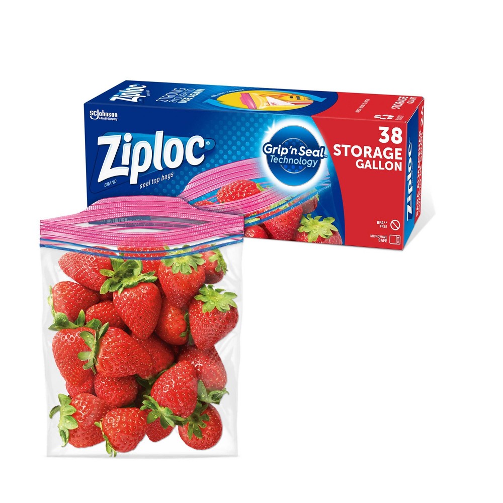 Ziploc Gallon Food Storage Bags, Grip 'n Seal Technology for Easier Grip,  Open, and Close, 30