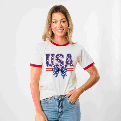 Simply Sage Market Coquette USA Bow Ringer Tee