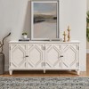 ORRD 65.2" Mid Century Buffet Cabinet with Storage, Geometric Accent Coffee & Wine Bar, Large Console for Living Room & Kitchen (Walnut) - 2 of 4