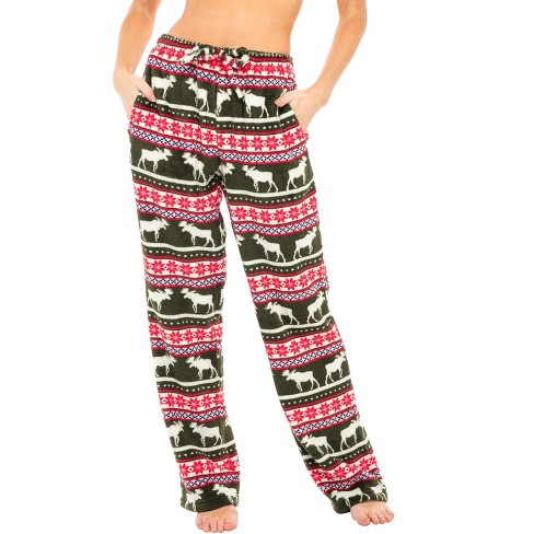 Adr Women's Plush Fleece Pajama Bottoms With Pockets, Winter Pj