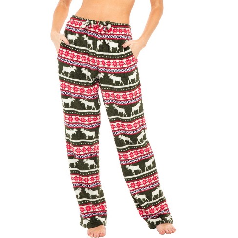 Adr Women's Plush Fleece Pajama Bottoms With Pockets, Winter Pj Lounge Pants  Moose X Large : Target