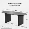 Wooakway 30"H Oval Oak Wood Dining Table Kitchen Table Conference Table Gaming Table with Double Pedestal - 3 of 4