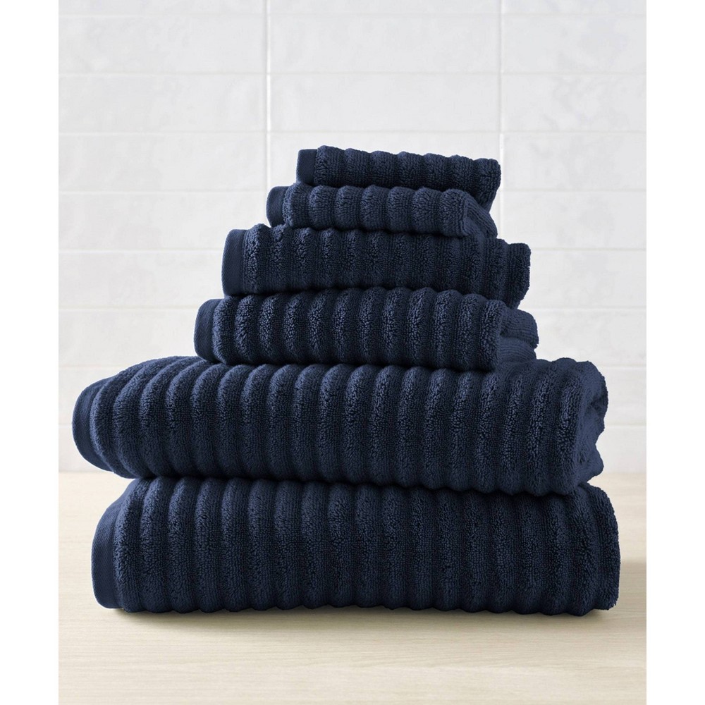 Photos - Towel 6pc Mason Low Twist Ribbed  Set Indigo - Blue Loom