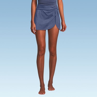 Lands' End Women's Chlorine Resistant Shine Twist Front Mini Swim Cover-up Skirt