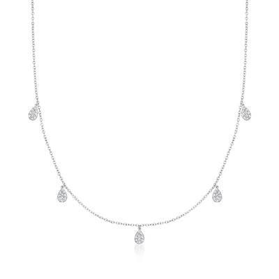 Ross-Simons 0.35 ct. t.w. Diamond Teardrop Station Necklace in Sterling Silver Size 16