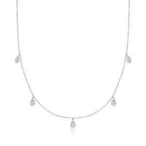 Ross-Simons 0.35 ct. t.w. Diamond Teardrop Station Necklace in Sterling Silver Size 16 - 1 of 3