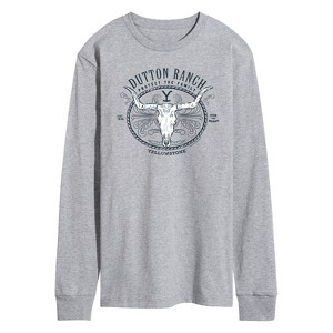 Men's - Yellowstone - Dutton Ranch Decorative Longhorn Skull Long Sleeve Graphic T-Shirt - 1 of 4