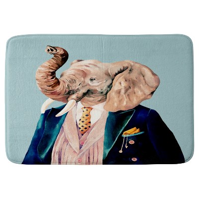 Animal Crew Mr. Elephant Cushion Bath Mat (36"x24") Blue - Deny Designs