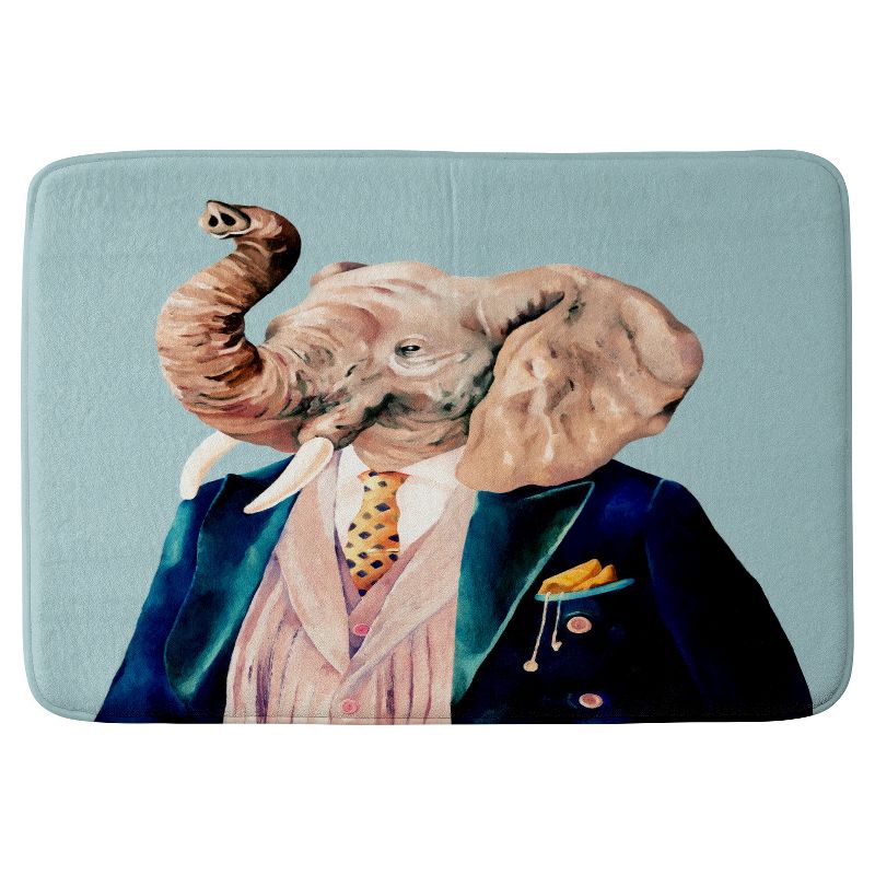 Animal Crew Mr. Elephant Cushion Bath Mat (36&#34;x24&#34;) Blue - Deny Designs, 1 of 6